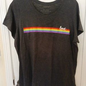 TORRID Black & Rainbow Stripe Love Slim Fit Tee